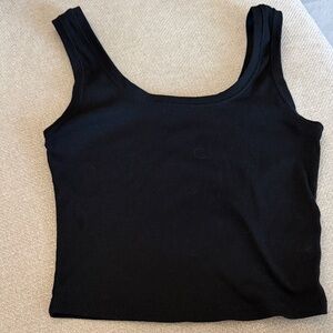 wild fable Black Ribbed Square-Neck Tank